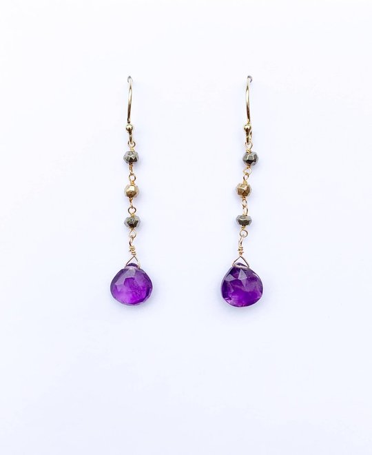Amethyst Wasserfall Ohrringe | gold - Dianas Klosterlädchen