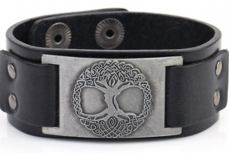 Armband "Baum des Lebens" Leder, schwarz - Dianas Klosterlädchen