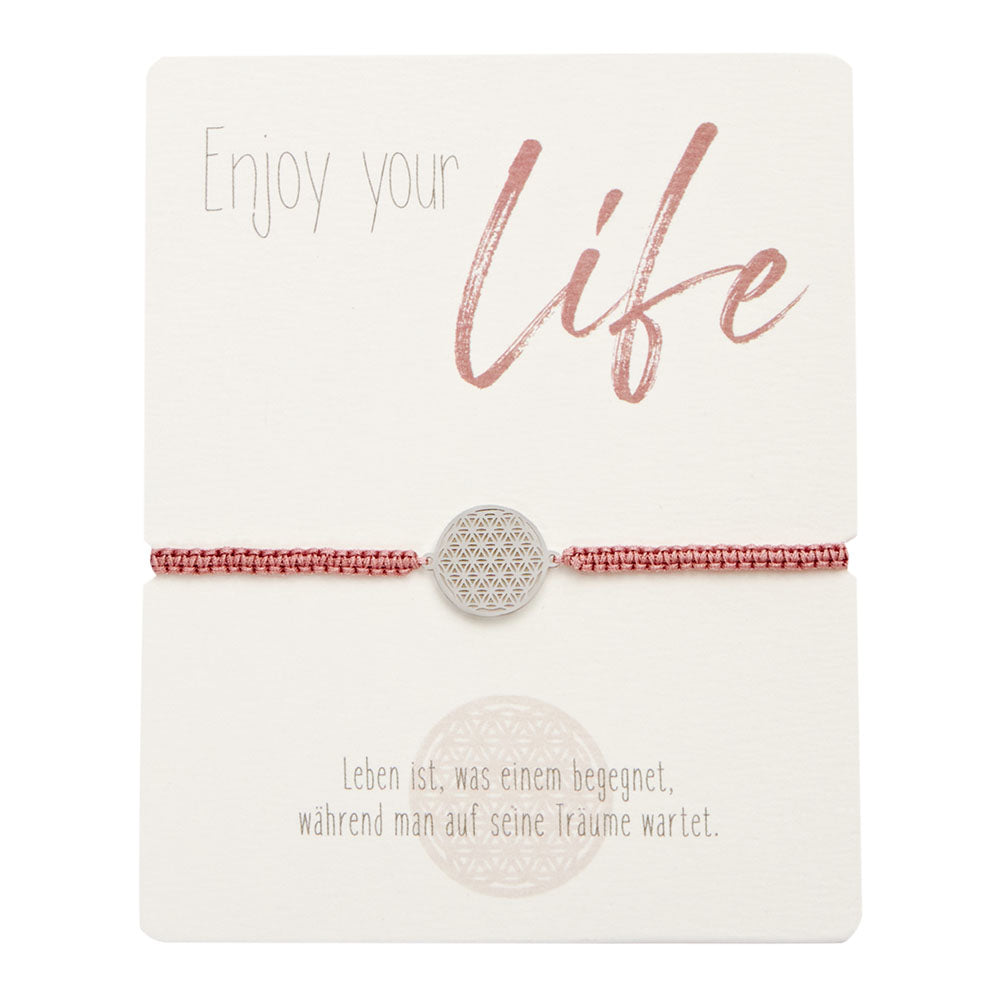Armband Enjoy your life rosa Blume des Lebens - Dianas Klosterlädchen
