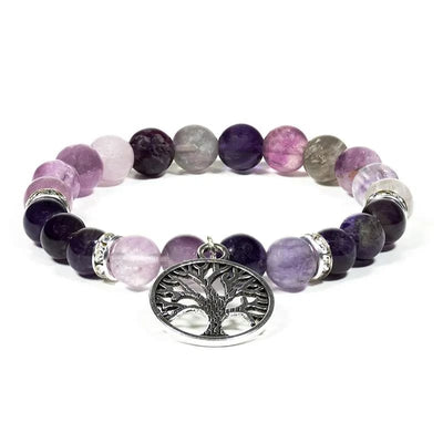 Armband Fluorit/Amethyst mit Baum des Lebens - Dianas Klosterlädchen