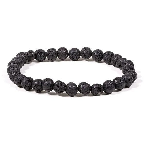 Armband schwarz Lavastein | elastisch - Dianas Klosterlädchen