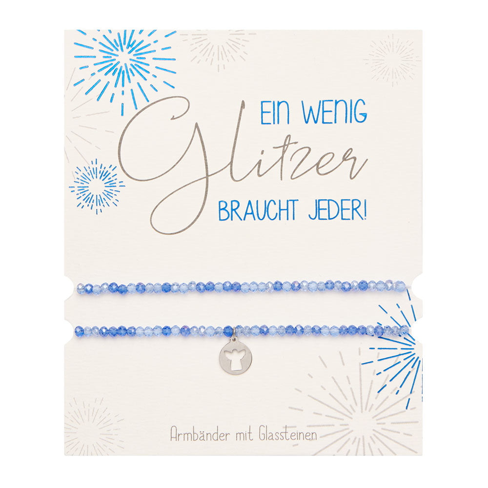 Armbänder Set Engel blau Glassteine Glitzerarmband - Dianas Klosterlädchen