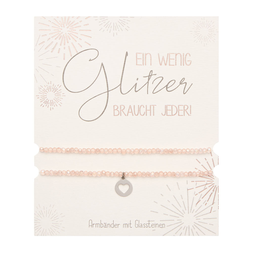 Armbänder Set Herz Glassteine Glitzerarmband - Dianas Klosterlädchen