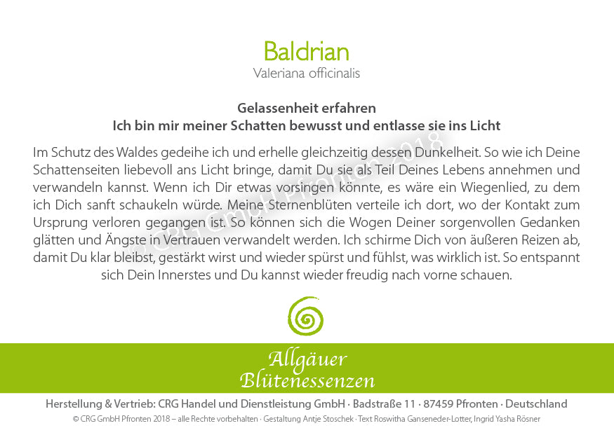 Blütenessenz - Baldrian - Dianas Klosterlädchen