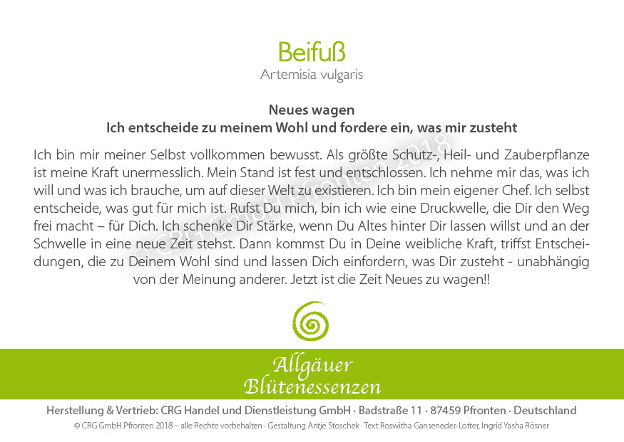 Blütenessenz Beifuß - Neues wagen - Dianas Klosterlädchen