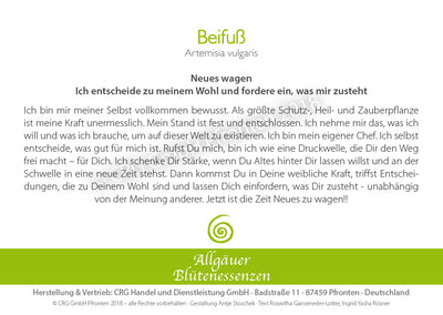 Blütenessenz Beifuß - Neues wagen - Dianas Klosterlädchen