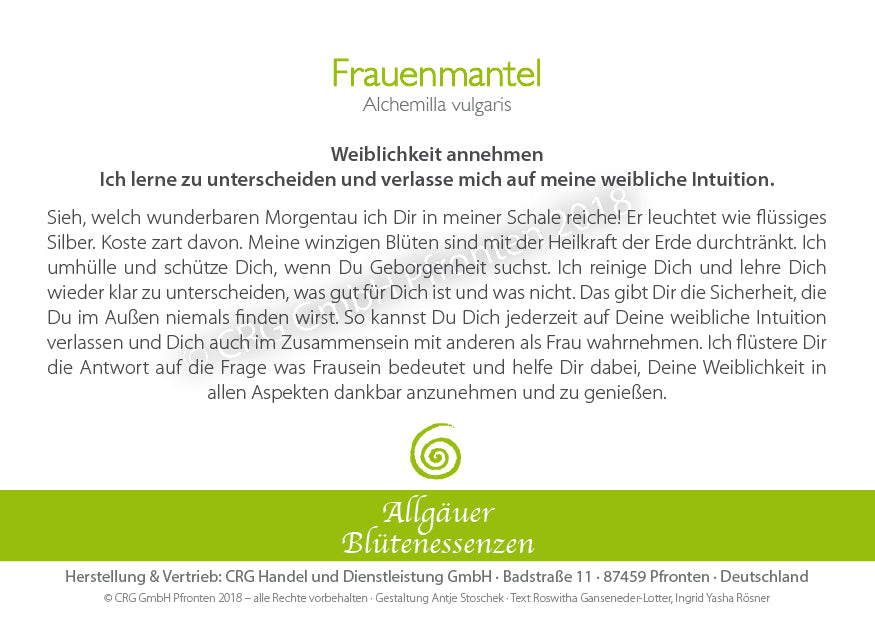 Blütenessenz Frauenmantel - Weiblichkeit annehmen - Dianas Klosterlädchen