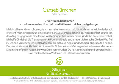 Blütenessenz Gänseblümchen - Urvertrauen bekommen - Dianas Klosterlädchen