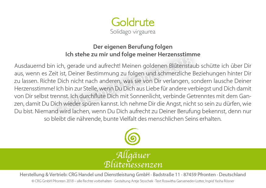 Blütenessenz Goldrute - Der eigenen Berufung folgen - Dianas Klosterlädchen