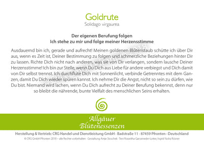 Blütenessenz Goldrute - Der eigenen Berufung folgen - Dianas Klosterlädchen