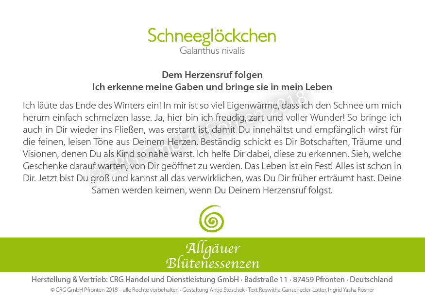 Blütenessenz Schneeglöckchen - Dem Herzensruf folgen - Dianas Klosterlädchen
