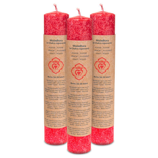 Duftkerze 1. Chakra 20cm | Tafelkerze - Dianas Klosterlädchen