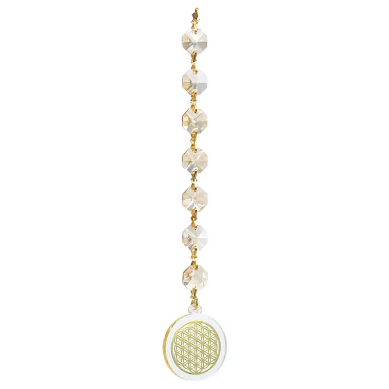 Feng Shui Fensterdekoration Blume des Lebens Champagner 20cm - Dianas Klosterlädchen