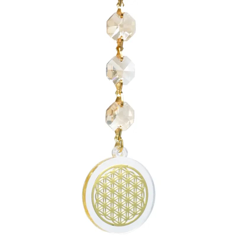 Feng Shui Fensterdekoration Blume des Lebens Champagner 20cm - Dianas Klosterlädchen