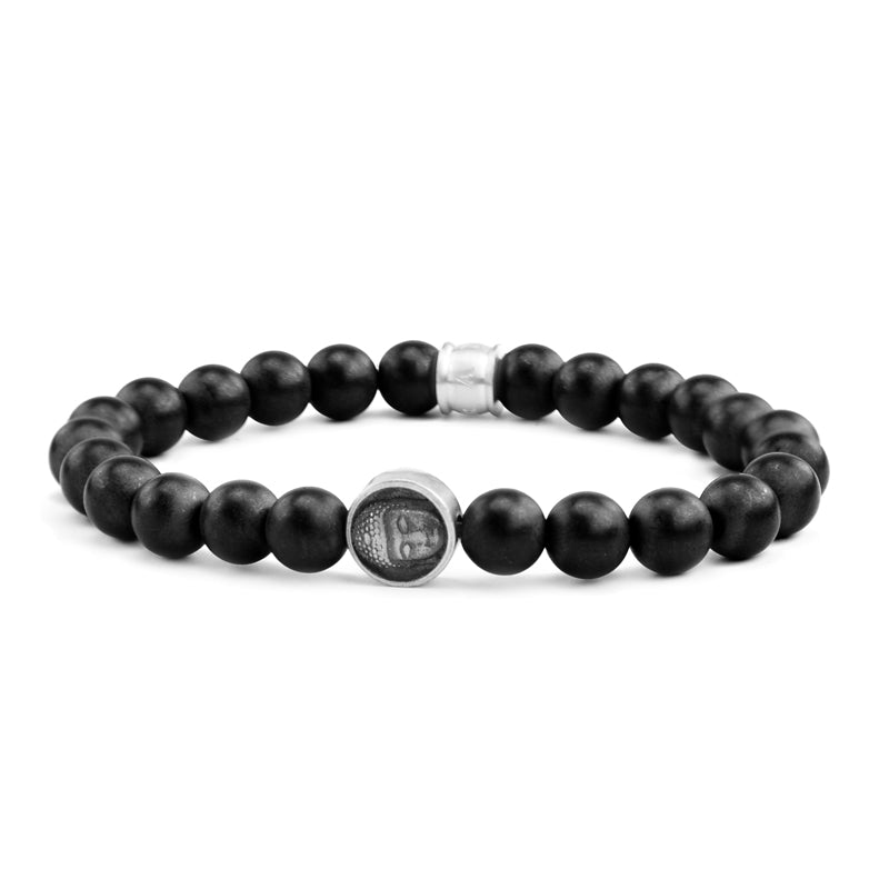 Frank 1967 Armband Achat schwarz matt 6mm breit Edelstahl - Dianas Klosterlädchen