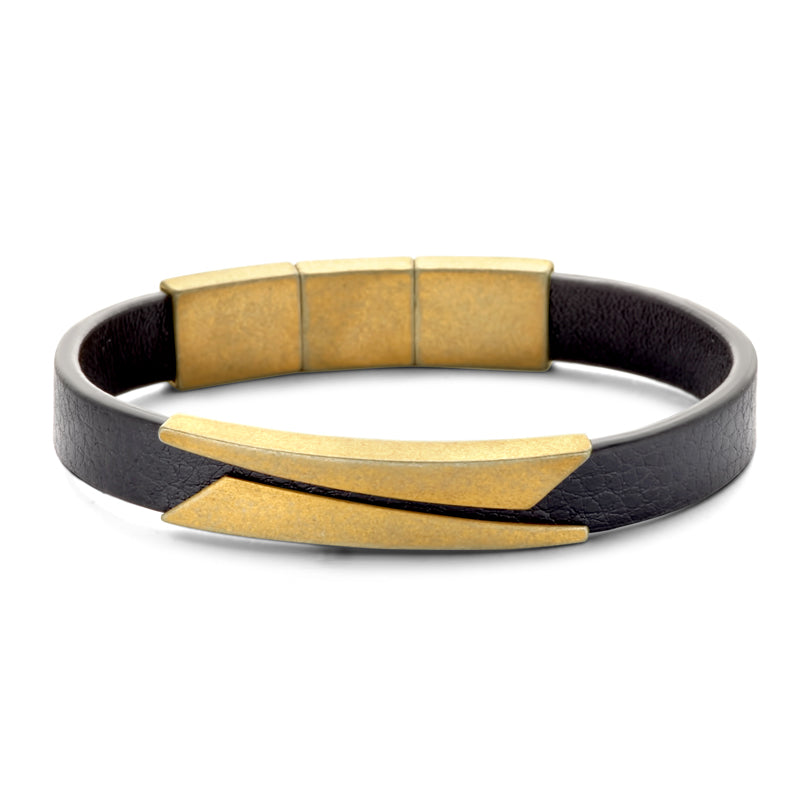 Frank 1967 Armband Echt Leder schwarz 10mm breit Edelstahl IPG - Dianas Klosterlädchen