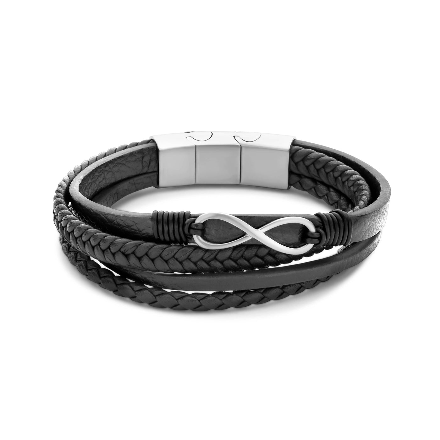 Frank 1967 - Frank 1967 Armband aus schwarzem Leder mit Unendlichkeitszeichen 21cm - Dianas Klosterlädchen