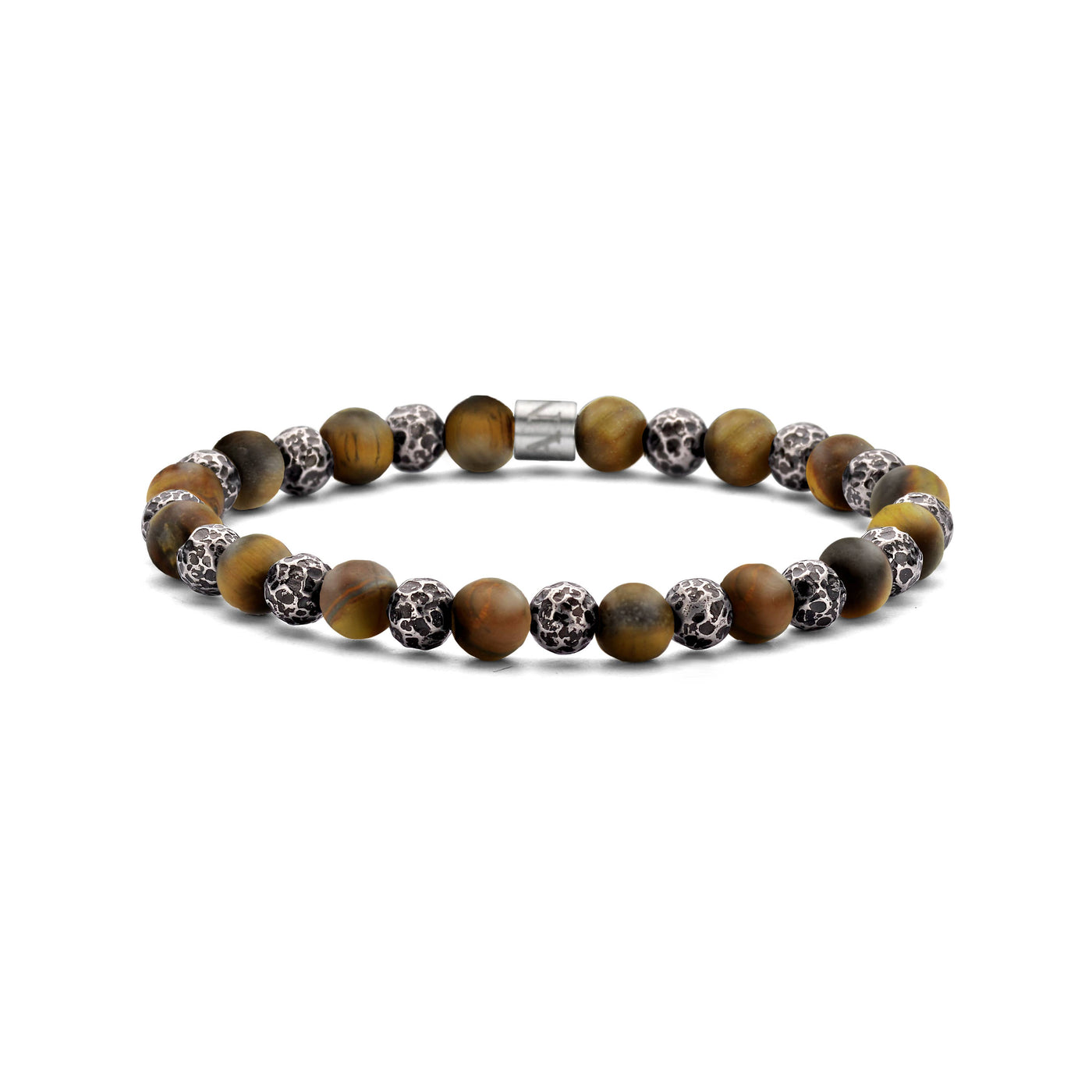 Frank 1967 - Frank 1967 Perlenarmband 6 mm Tigerauge matt und Stahl - Dianas Klosterlädchen