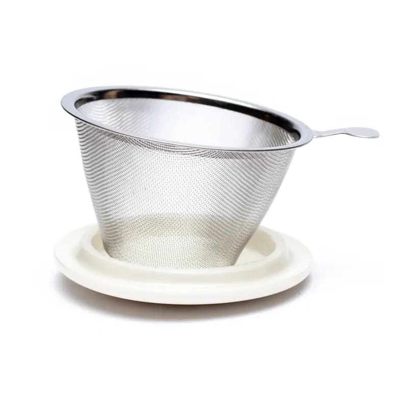 Geschenk-Set Teetasse mit Sieb Mandala weiß ohne Deckel - Dianas Klosterlädchen