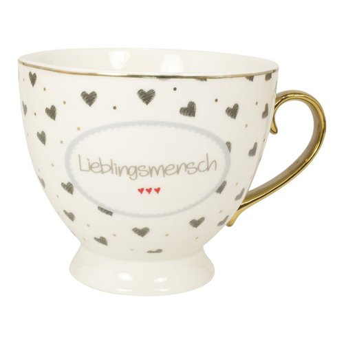 Henkelbecher gold "LIEBLINGSMENSCH" im Geschenkkarton - Dianas Klosterlädchen