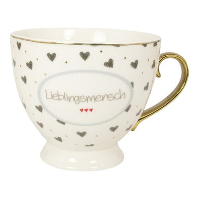 Henkelbecher gold "LIEBLINGSMENSCH" im Geschenkkarton - Dianas Klosterlädchen