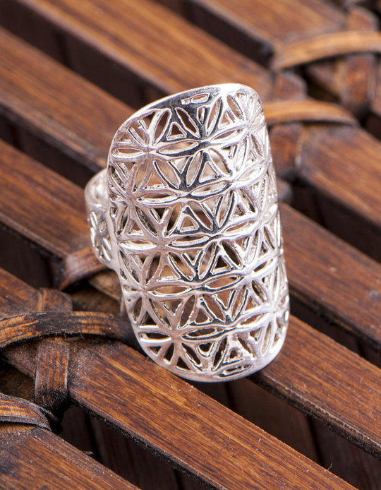 Blume des Lebens Ring groß offen silber - Dianas Klosterlädchen