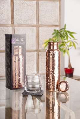 Trinkflasche aus Kupfer Blume des Lebens 900ml - Dianas Klosterlädchen