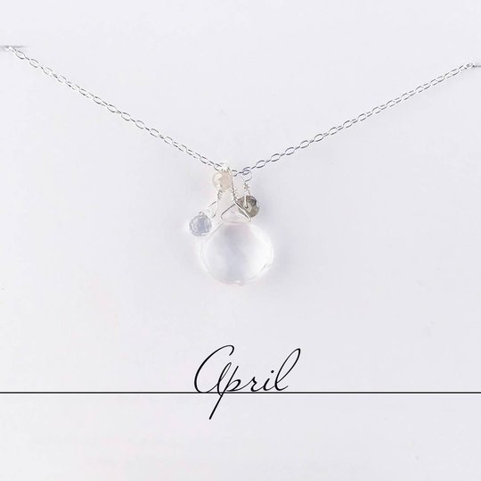 Quarz Geburtsstein-Halskette April | Silber - Dianas Klosterlädchen
