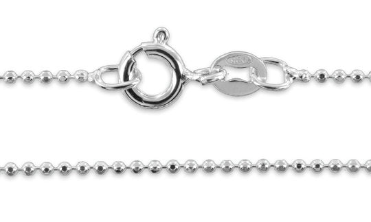 Kugelkette diamantiert 42 cm, 1,1mm breit - Dianas Klosterlädchen