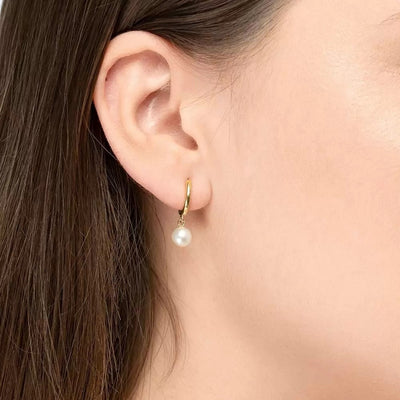 Single Creole PEARL 18 K Gelbgold vergoldet - Dianas Klosterlädchen