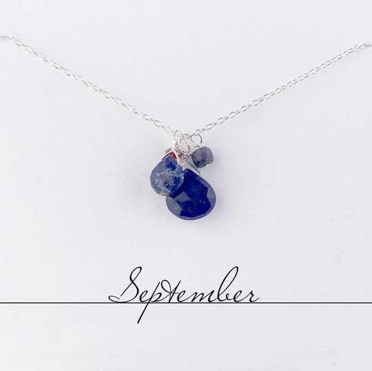 Lapis Geburtsstein-Halskette September|Silber, Saphir - Dianas Klosterlädchen