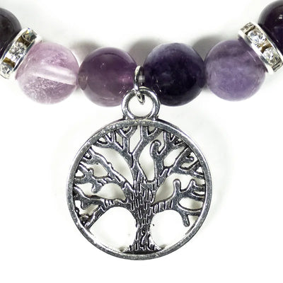 Armband Fluorit/Amethyst mit Baum des Lebens