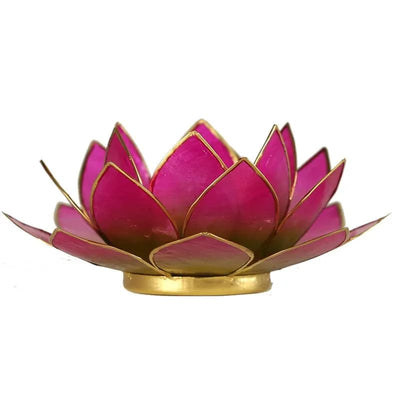 Lotus Teelichthalter rosa goldfarbig 13,5 cm.  @klosterlaedchen.com