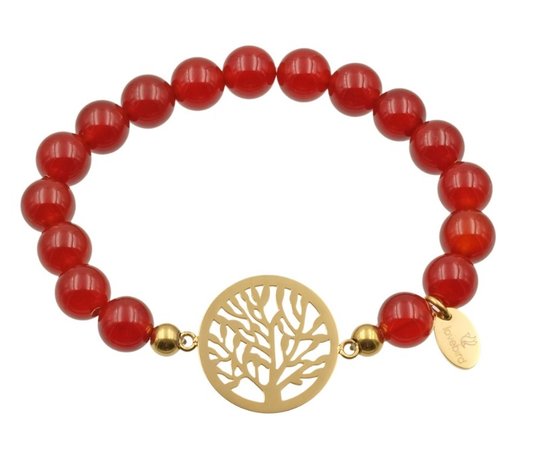 Lovebird Armband Achat rot | Lebensbaum