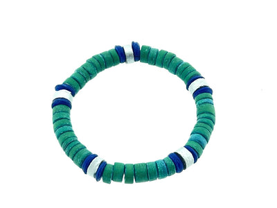 Grünes elastisches Armband aus hellem Kokosholz | SAMPHIRE - Dianas Klosterlädchen