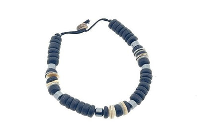 Schwarzes Kokos, Hämatit-Hakenarmband für Männer | PEACOCK GROUPER. @klosterlaedchen.com