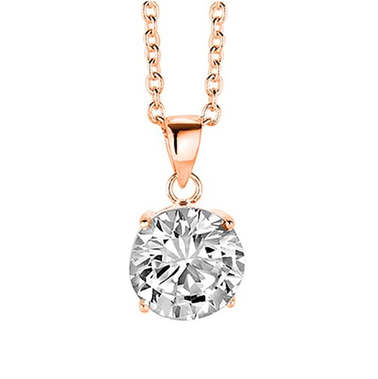 Collier mit Zirkonia rund 10mm rosevergoldet - Dianas Klosterlädchen