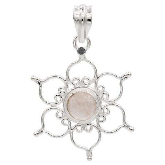 Anhänger Lotus 925er Silber mit Rosenquarz 3cm - Dianas Klosterlädchen