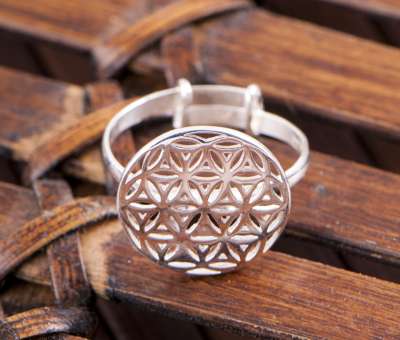 Blume des Lebens, Ring größenverstellbar, Silber - Dianas Klosterlädchen