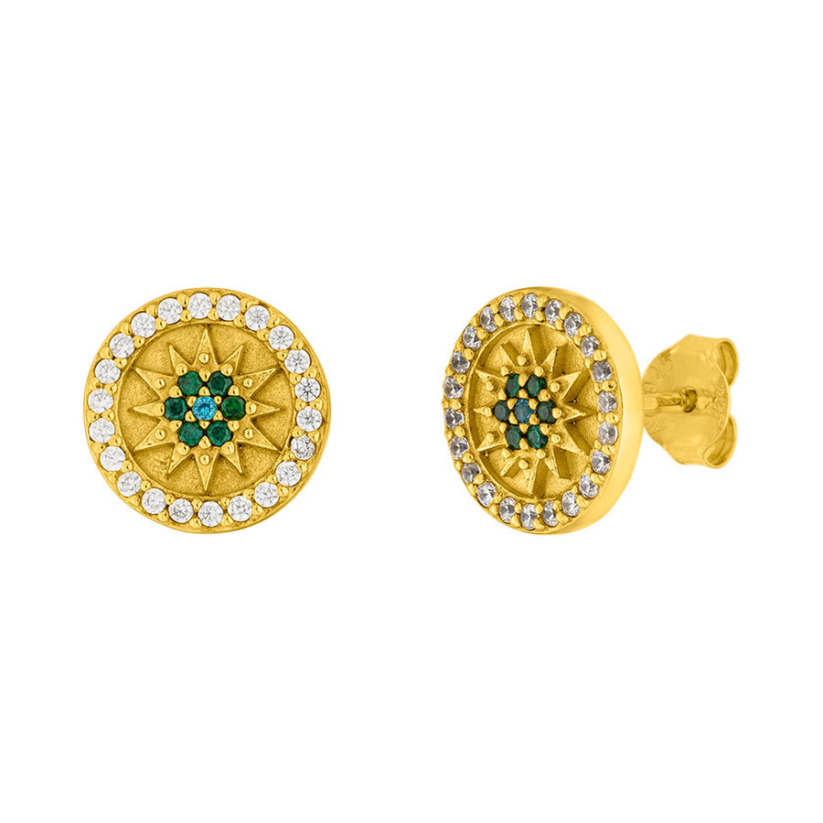 Ohrstecker Windrose - LEAF 18 K Gelbgold vergoldet - Dianas Klosterlädchen