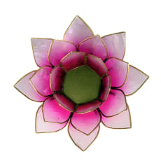 Lotus Teelichthalter pink weiß goldfarbig 13,5 cm www.klosterlaedchen.com