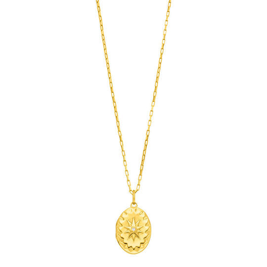 Halskette Locket 70cm 18 K Gelbgold vergoldet | LEAF - Dianas Klosterlädchen