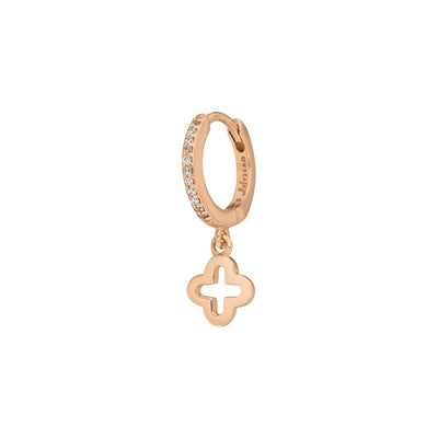 Single Creole CLOVER/Zirkonia - LEAF 18 K Rosegold vergoldet - Dianas Klosterlädchen
