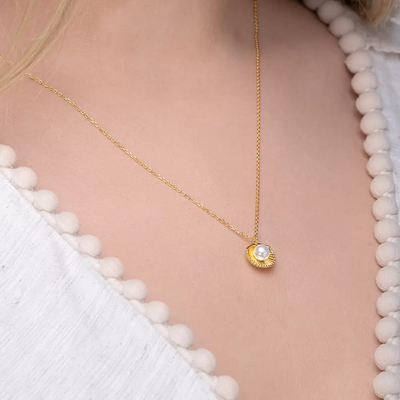Halskette Muschel mit Perle @klosterlaedchen.com