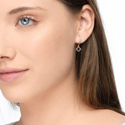 Single Creole CLOVER/Zirkonia - LEAF 18 K Rosegold vergoldet - Dianas Klosterlädchen