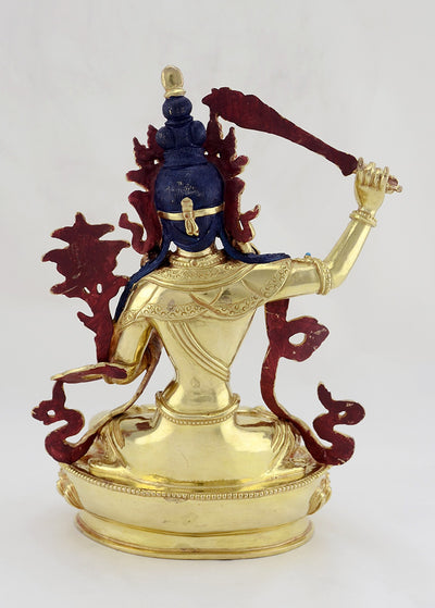 Manjushri | Bodhisattva der Weisheit | 22cm | vollvergoldet & handbemalt - Dianas Klosterlädchen