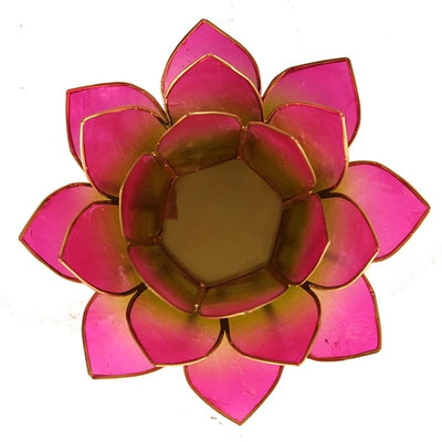 Lotus Teelichthalter rosa goldfarbig 13,5 cm.  @klosterlaedchen.com