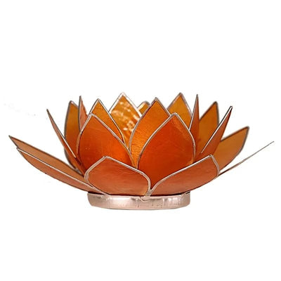 Lotus Teelichthalter orange 2. Chakra silberfarbig @klosterlaedchen.com