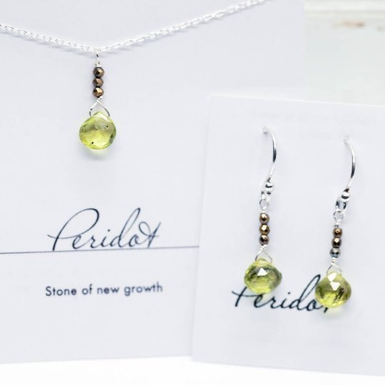 Peridot Schmuck-Set Regentropfen| silber - Dianas Klosterlädchen