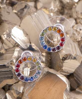Regenbogen Ohrstecker mit Glaskristallen - Dianas Klosterlädchen